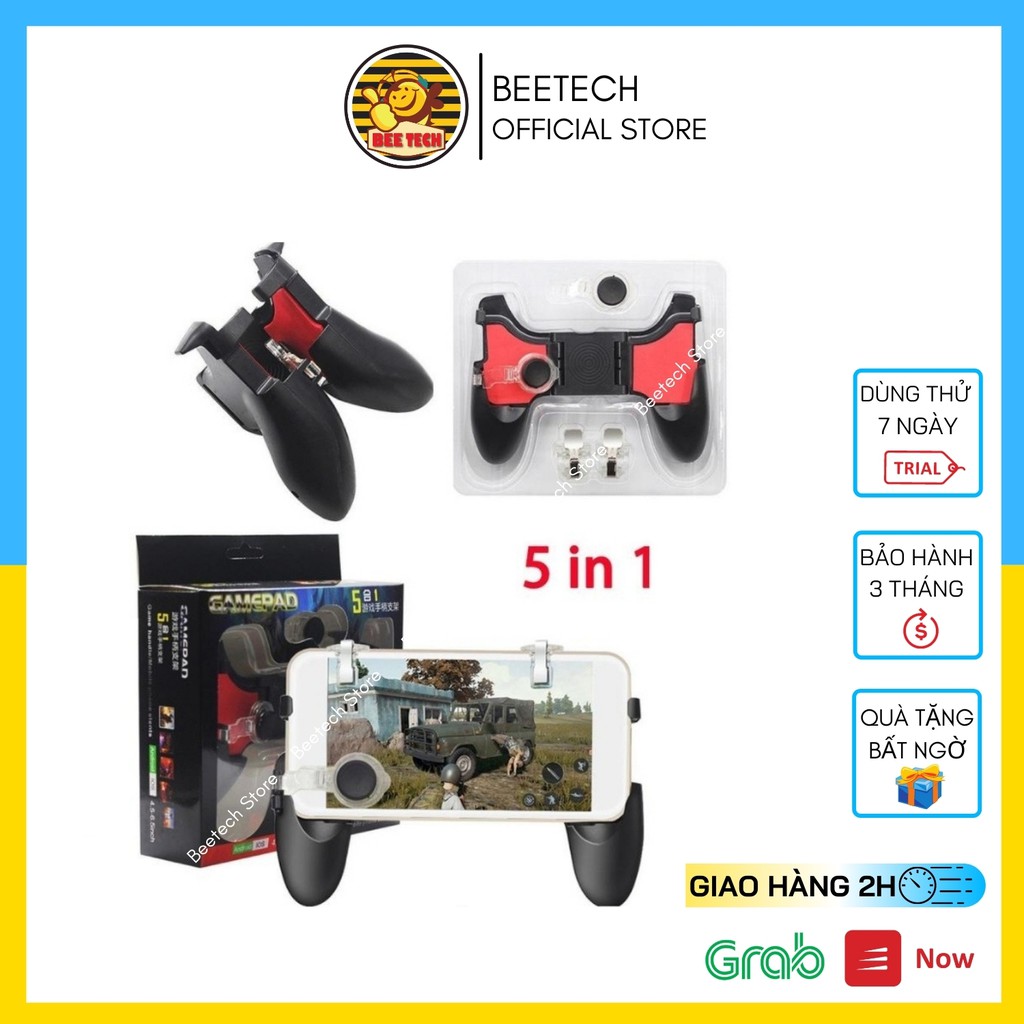 Tay cầm chơi game BEETECH có nút hỗ trợ di chuyển + Nút bắn cho mọi loại điện thoại - Beetech