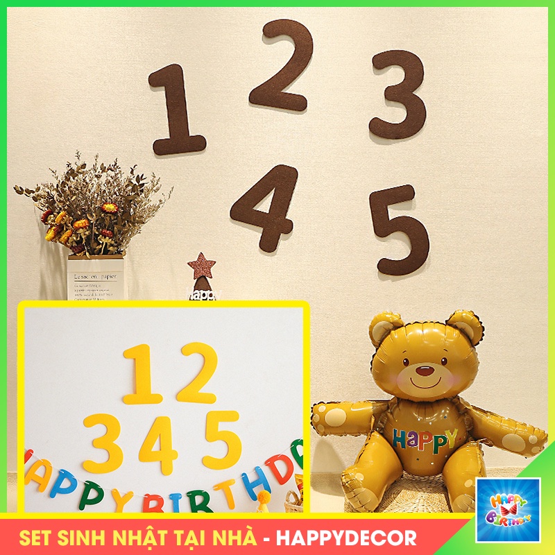 Chữ số màu nâu trang trí sinh nhật chất xốp cao khoảng 24.5cm #trangtrisinhnhat