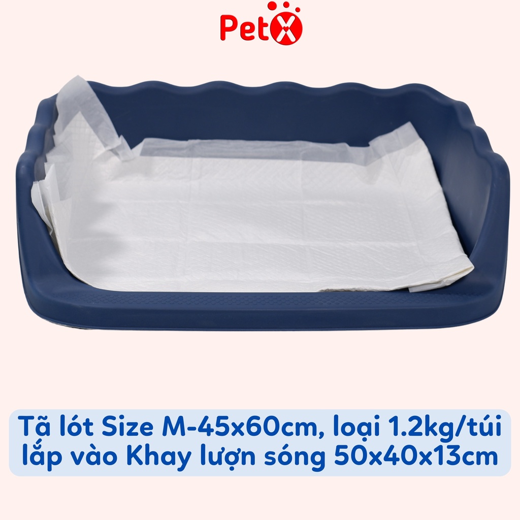 Khay vệ sinh cho chó đực cái thành cao lượn sóng có cột 50x40cm PetX