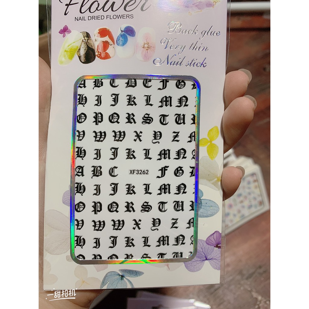 sticker chữ la mã trang trí móng tay