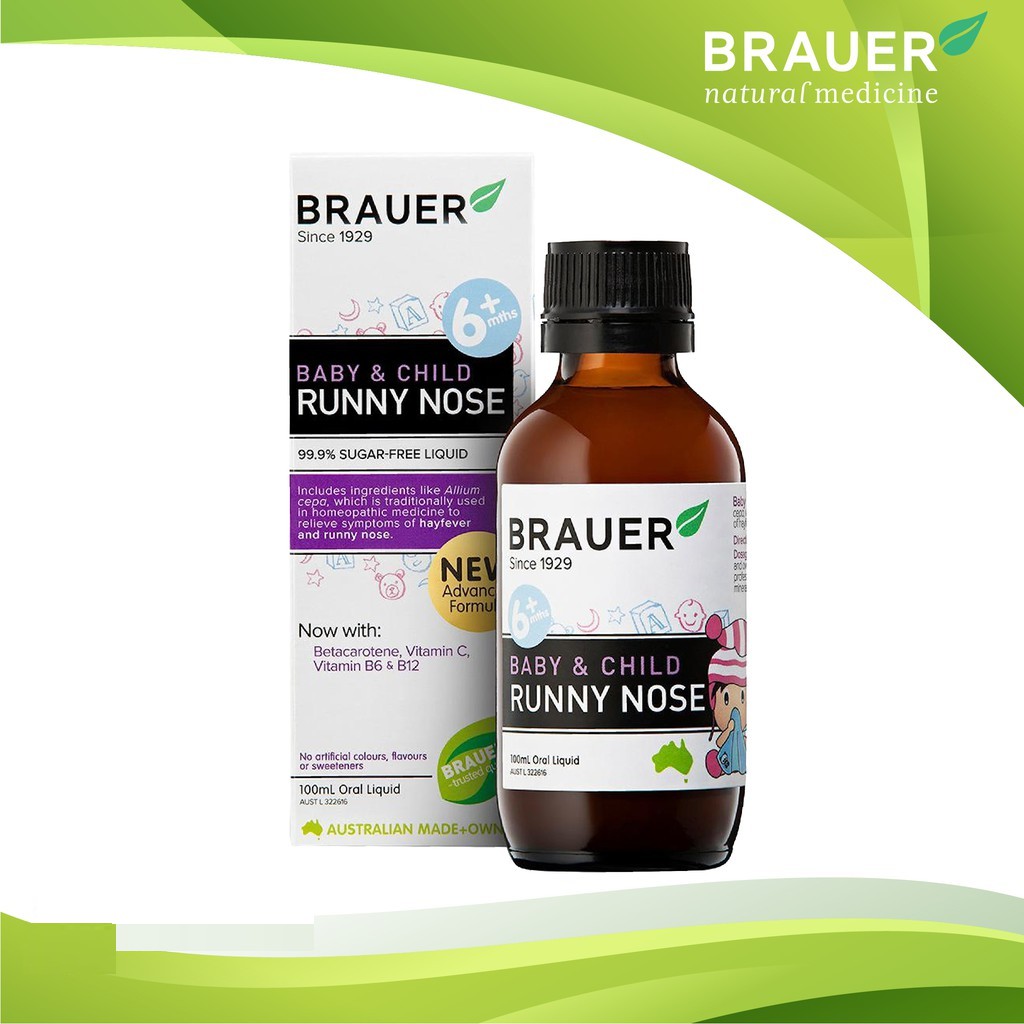 Giảm sổ mũi cảm cúm chỉ trong 24h Brauer Runny Nose cho bé từ 6 tháng 100ml - QT109