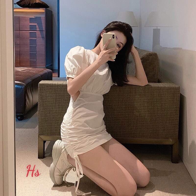 Váy trắng khoét eo HSU1