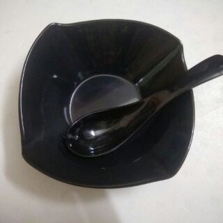 Bát đựng chè, tô chè vuông nhựa melamine kèm thìa đủ màu