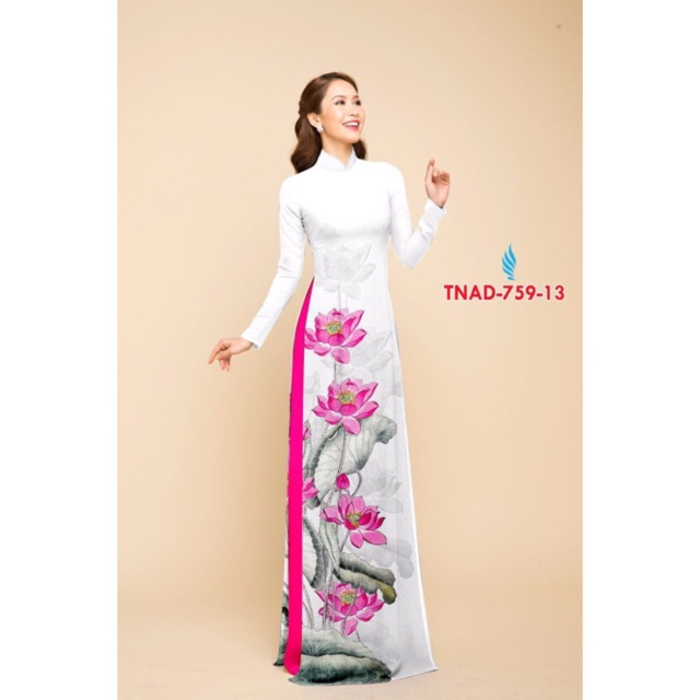 Vải áo dài in hoa sen đẹp