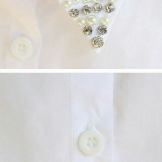 Cổ áo sơ mi rời trang trí đá,hạt cườm