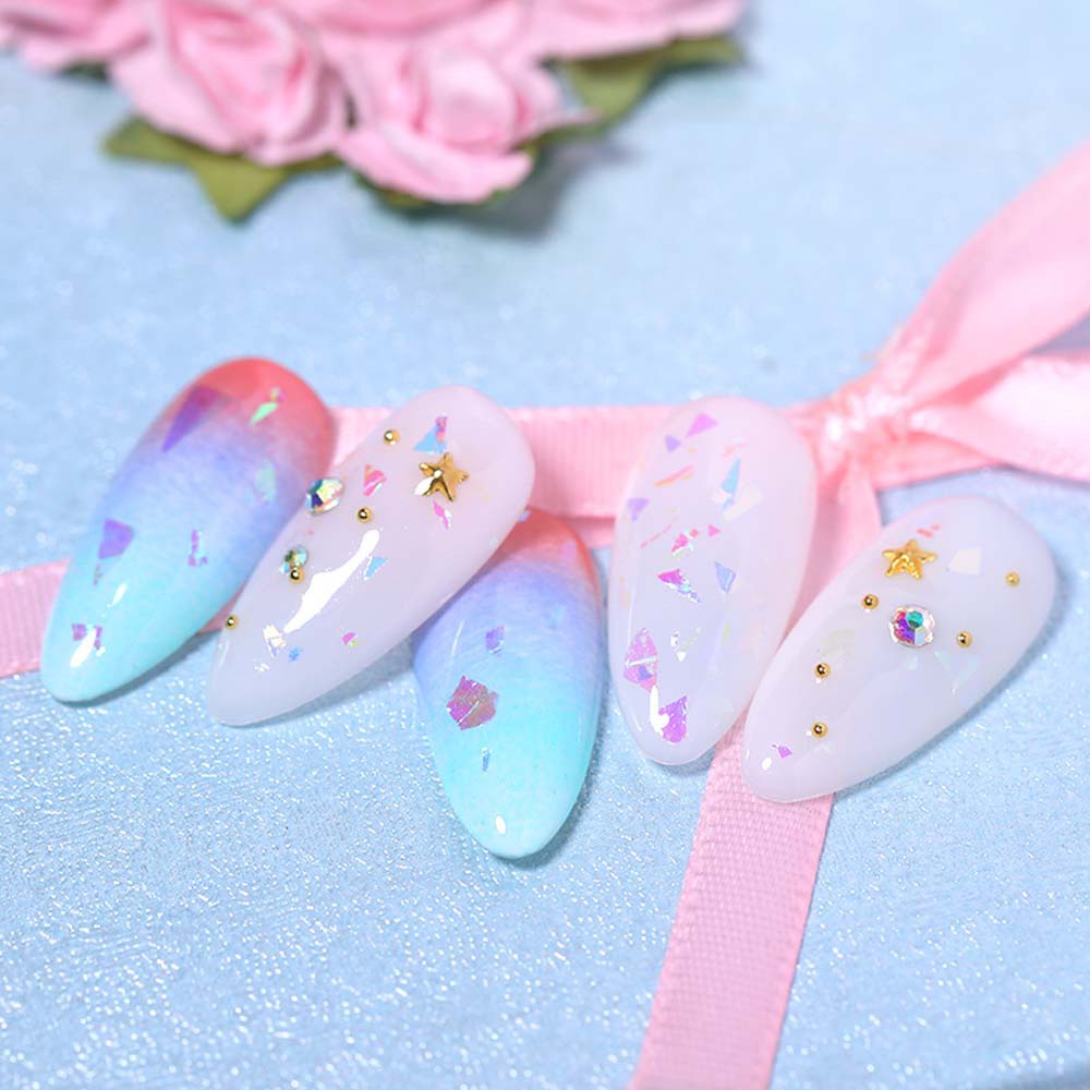 [Hàng mới về] Nhãn dán trang trí móng tay nghệ thuật bằng giấy kiếng màu laser lấp lánh 5 màu tùy chọn