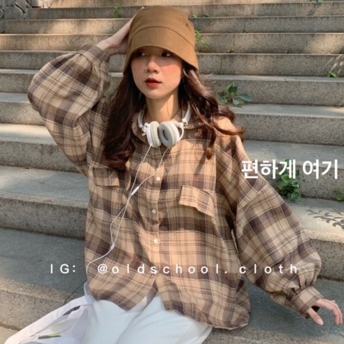 [ Mã WASTAPR giảm 10K đơn 50K] Áo sơ mi kẻ dài tay vintage dáng thụng | BigBuy360 - bigbuy360.vn