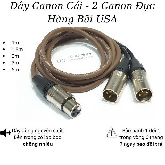 Dây Canon Cái Ra 2 Đầu Canon Đực, Dây Chia Canon 1 Cái Ra 2 Đực