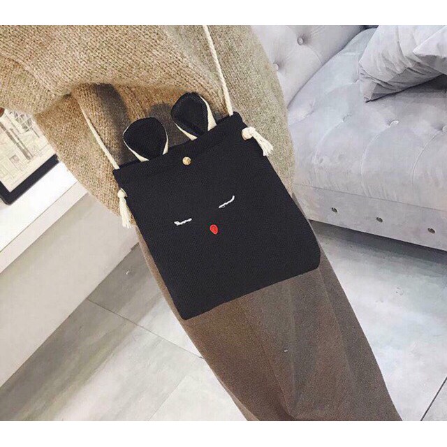 Túi cói tai thỏ 16x20cm 2 màu dễ thương - TCT01 | BigBuy360 - bigbuy360.vn