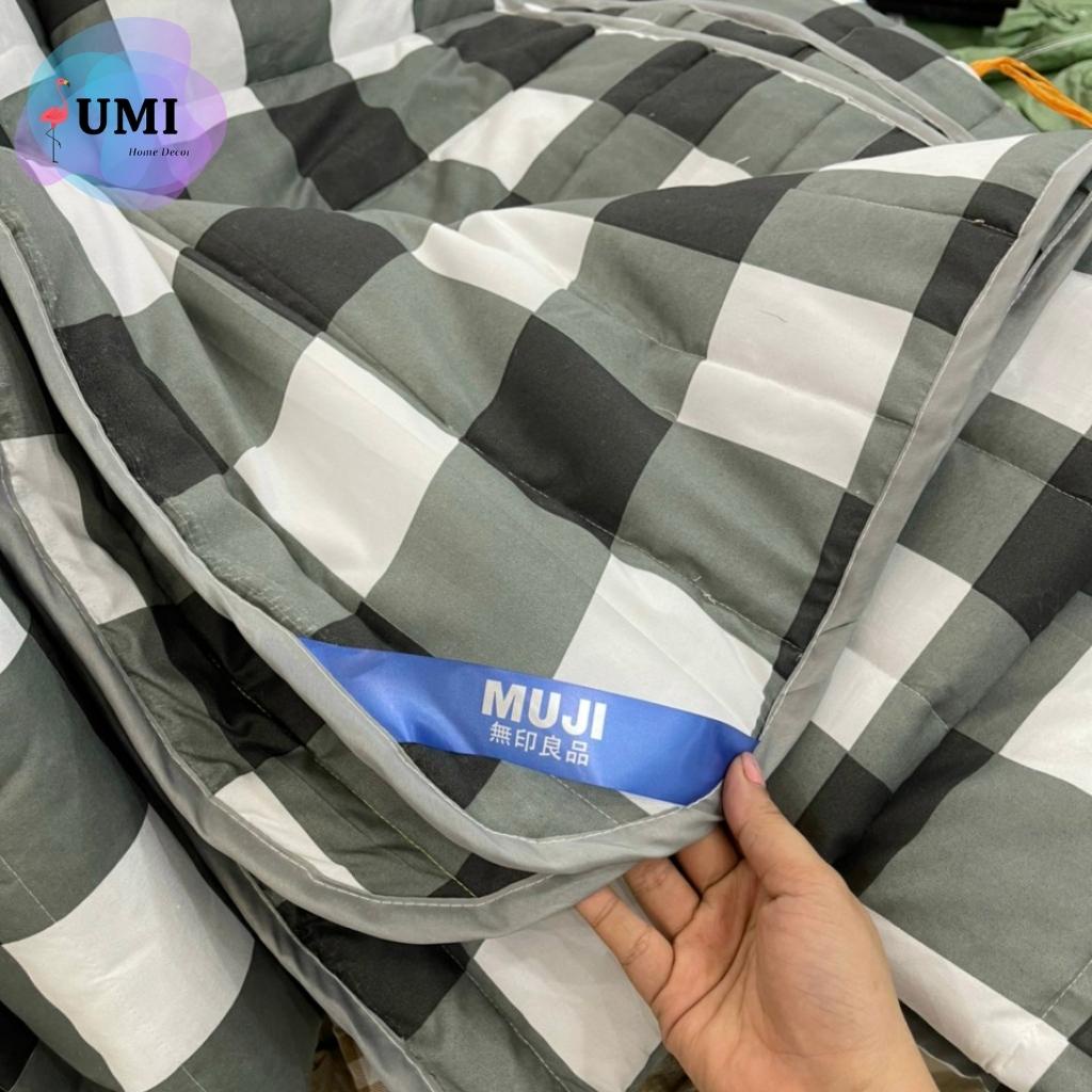 Chăn Hè Thu siêu nhẹ Cotton Đũi Kẻ Muji Nhật Bản Hàng loại 1 nhập khẩu Umi chăn , mền