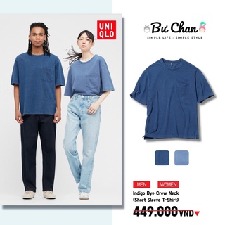  Áo Thun UNIQLO Nam Nữ Indigo Cổ Tròn Dáng Rộng ❤️  UNIQLO Nhật Chính Hãng  