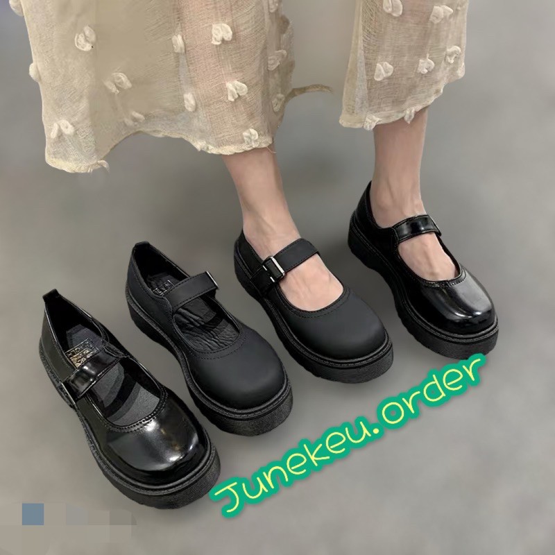 (ORDER-) GIÀY LOLITA ULZZANG QUAI NGANG Giày Da Đế Dày Mũi Tròn Kiểu Hàn Quốc Cá Tính Cho Nữ