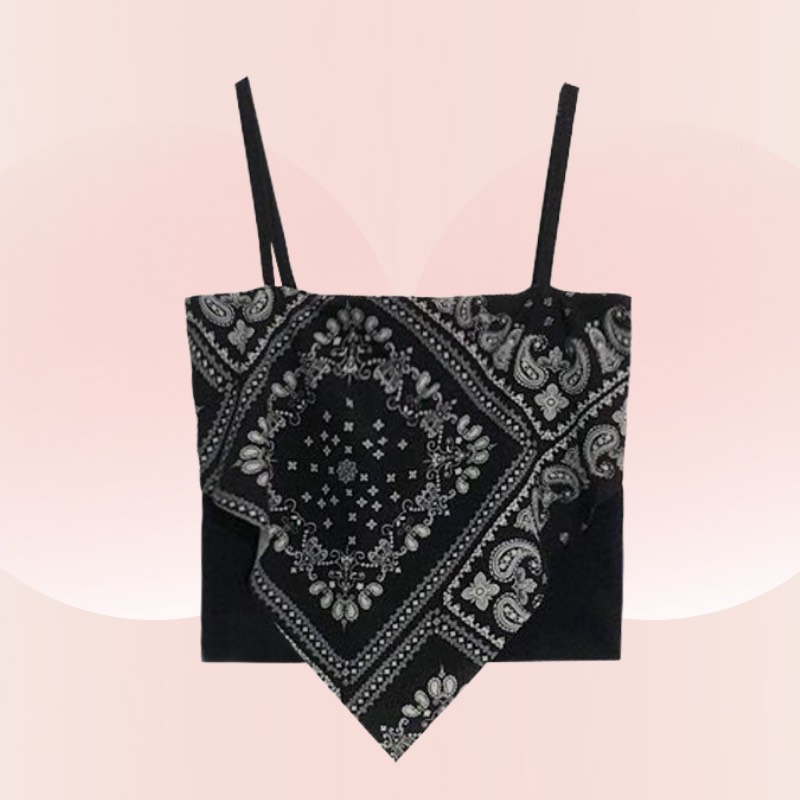 Áo Ngực Dạng Bra Cotton Co Dãn Đệm Mút Nâng Ngực Họa Tiết Phối Khăn Xinh Xắn DAN L&amp;U 724