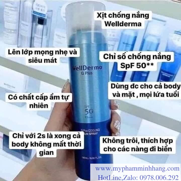 Xịt chống nắng WellDerma Cooling Sun Spray SPF50+PA