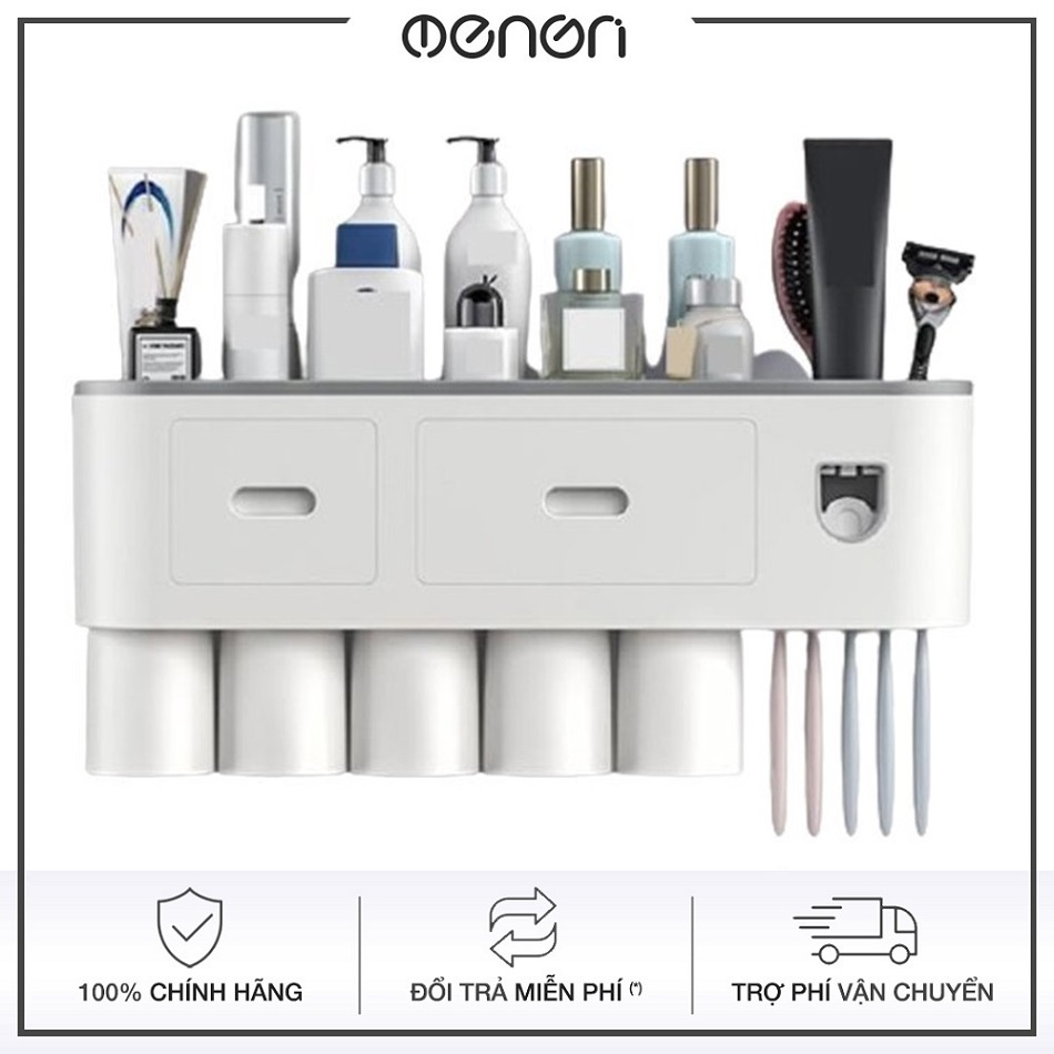 Kệ Treo Bàn Chải Đánh Răng OENON - Bộ Nhả Kem Đánh Răng Tự Động ( Kèm miếng dán và Cốc )  - OEKEM