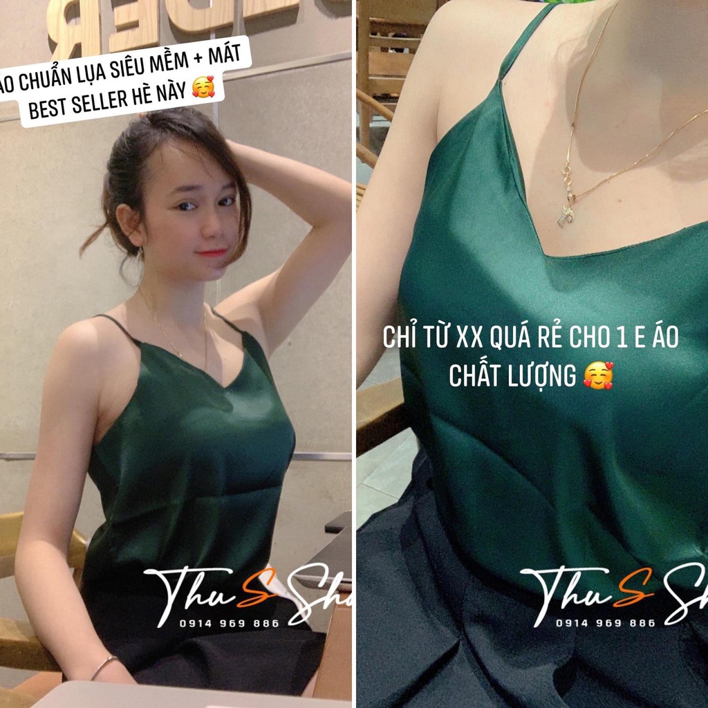 Áo lụa 2 dây cao cấp THUS vải lụa satin mềm siêu mát kiểu dáng sexy sang chảnh A0F01