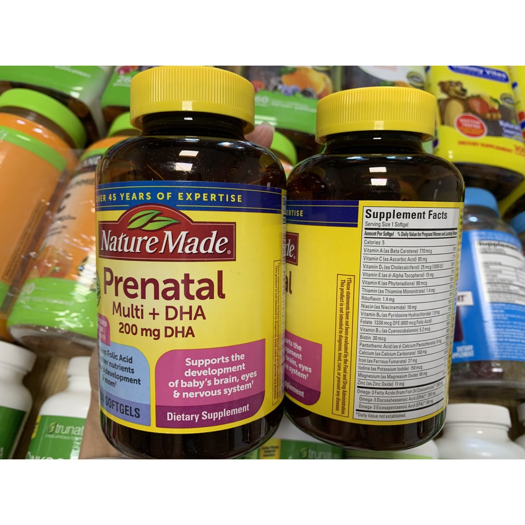 Vitamin Tổng Hợp Cho Mẹ Bầu Nature Made Prenatal Multi +DHA 200 mg DHA