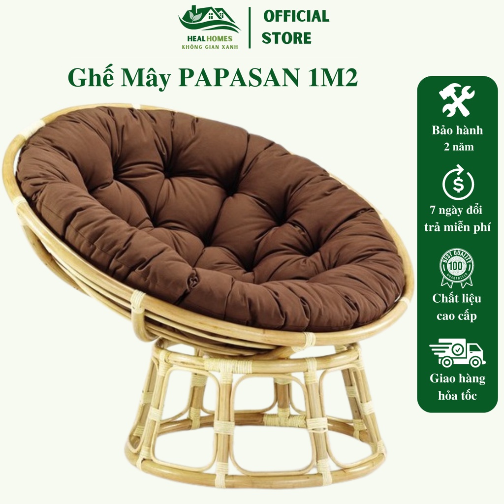 Ghế lười thư giãn Papasan 1m2 mây phòng ngủ cho bé, decor ban công nằm thư giãn, trang trí phòng khách vip / HealHomes