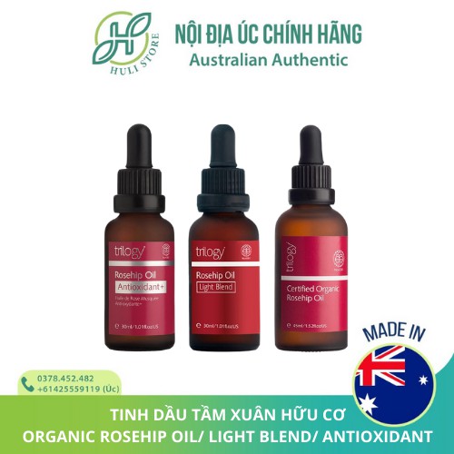 Tinh Dầu Tầm Xuân Hữu Cơ Trilogy Certified Organic Rosehip Oil / Antioxidant / Light Blend 20ml 30ml 45ml