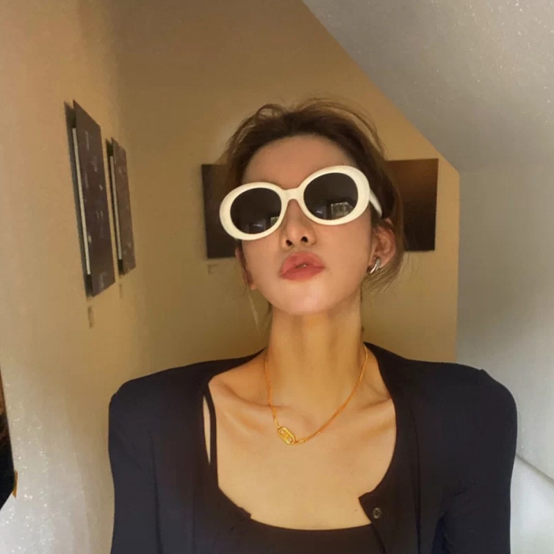 Kính mát gọng oval thời trang hip hop retro cá tính