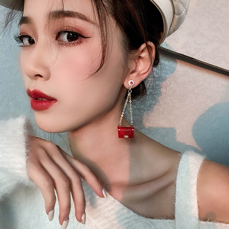 Bông Tai Tua Rua Dáng Dài Màu Đỏ Mẫu Mới 2022 Thời Trang Phong Cách Hàn Quốc Cho Nữ