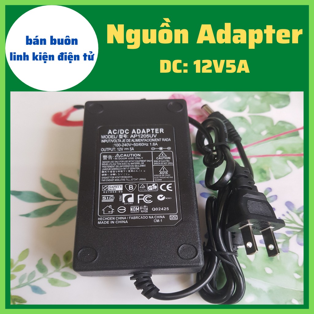 Nguồn DC12V 5A, Nguồn Adapter 12V5A, nguồn dc 12v, Nguồn 1 chiều 12v