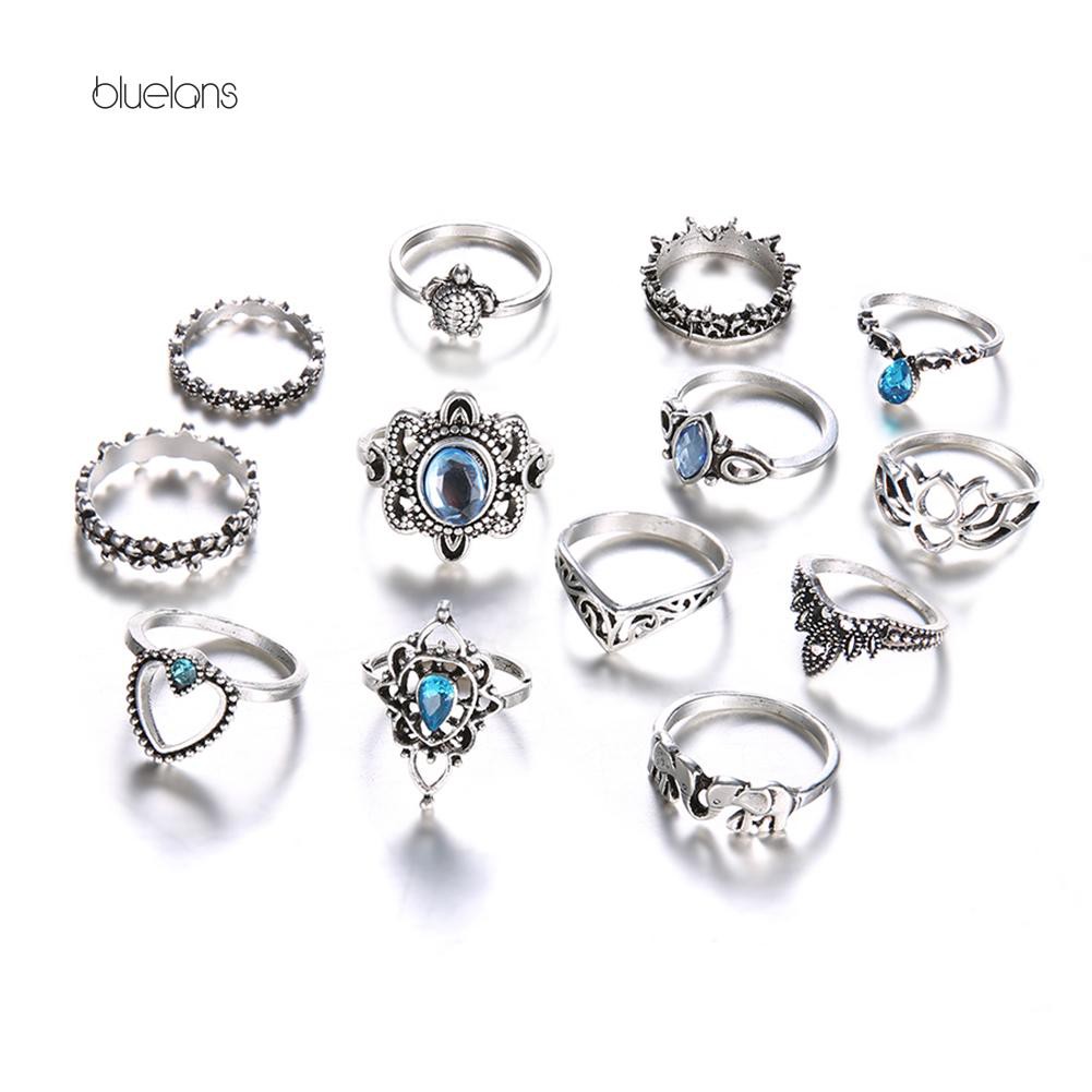 Set 13 Nhẫn Đeo Đốt Ngón Tay Nhiều Kiểu Phong Cách Boho Thời Trang Cho Nữ