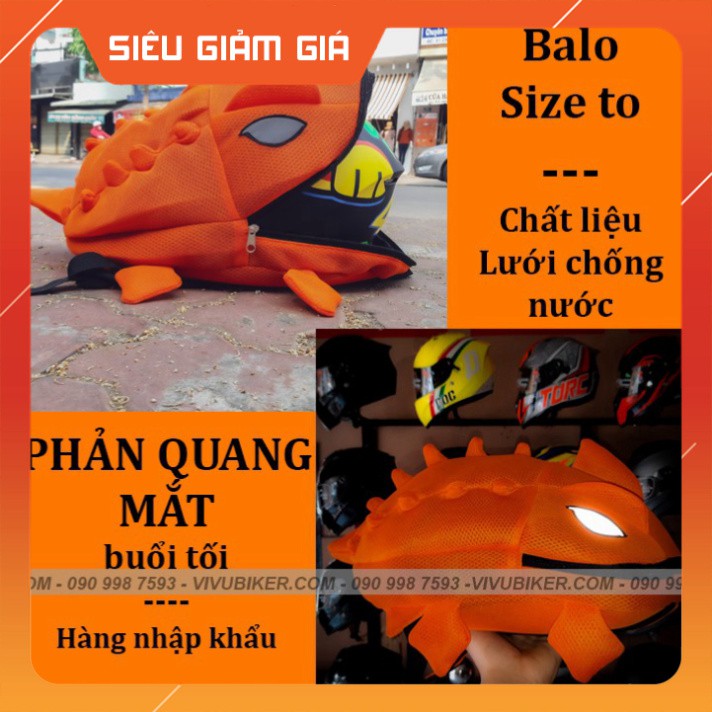 HOT-  [GIÁ KHO] Balo rồng size lớn đựng mũ bảo hiểm fullface - Balo khủng long lưới phản quang size lớn cất nón bảo hiểm