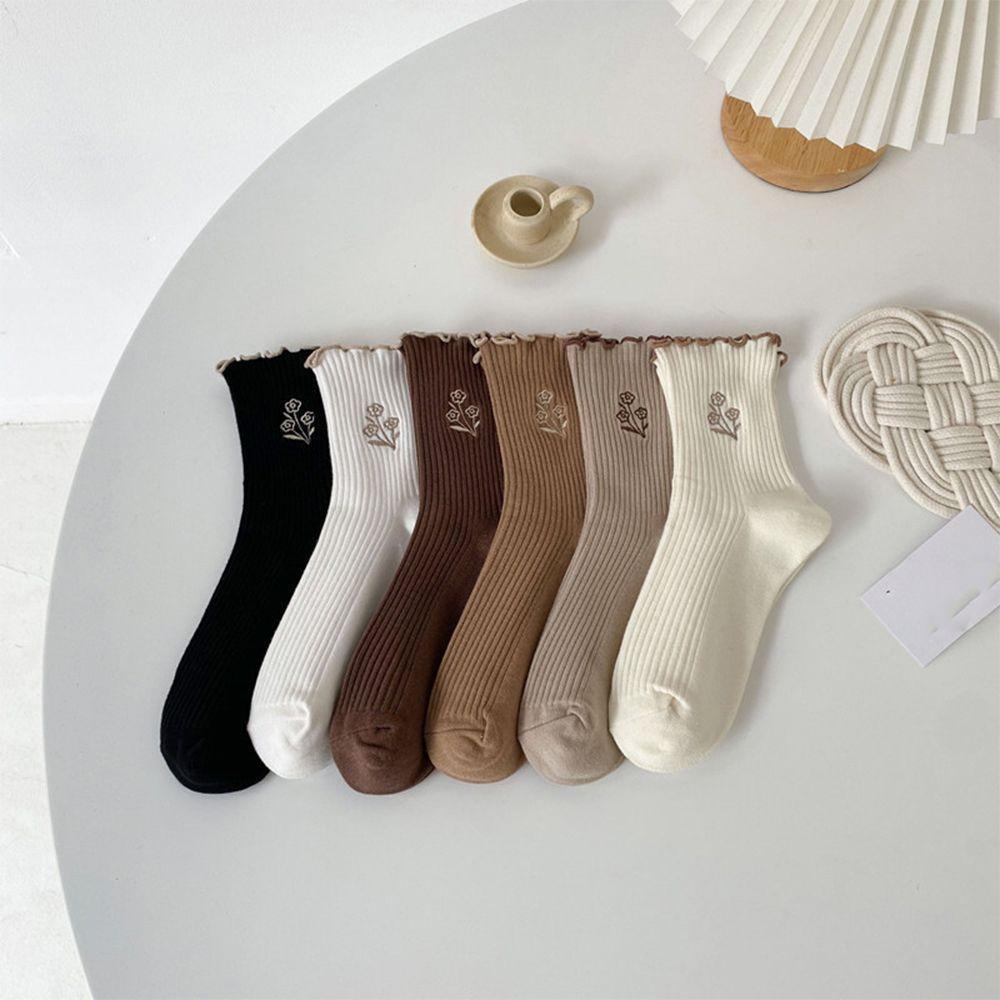 1 Đôi Tất Cotton Thêu Hoa Dễ Thương