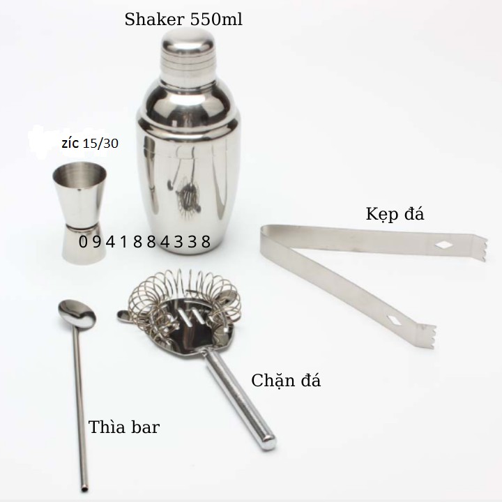 Combo 5 Dụng Cụ Pha Chế Inox