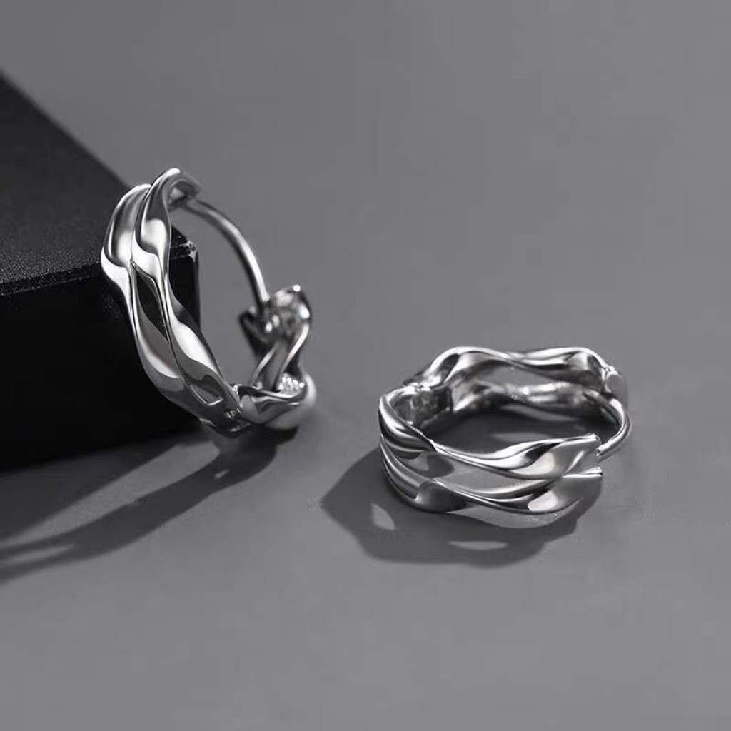 Bông tai, Khuyên tai nam nữ dáng tròn đan chéo phong cách âu mỹ xu hướng 2022, Cá tính, Độc đáo, Unisex, 1 chiếc