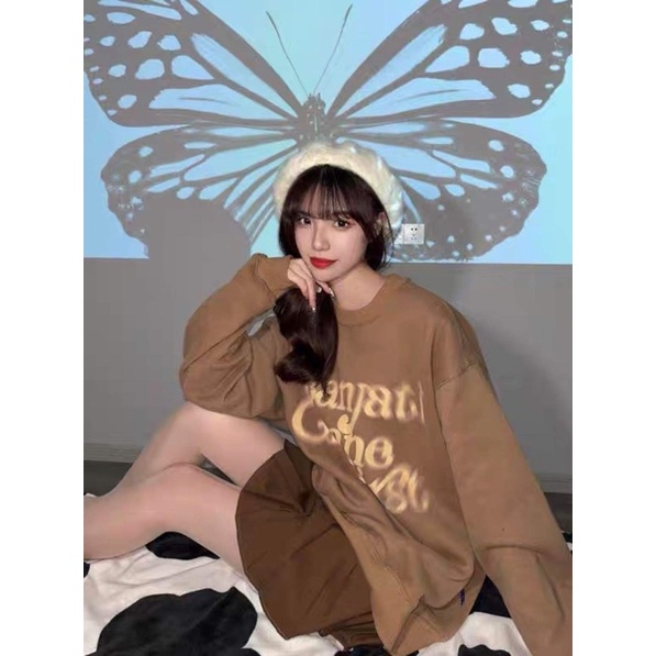 Áo Sweater Nỉ Bông In Thu Đông Ulzzang Unisex Form Rộng