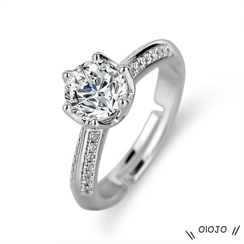 Nhẫn Mạ Bạc 925 Đính Đá Zircon Có Thể Điều Chỉnh Thời Trang Cho Nữ