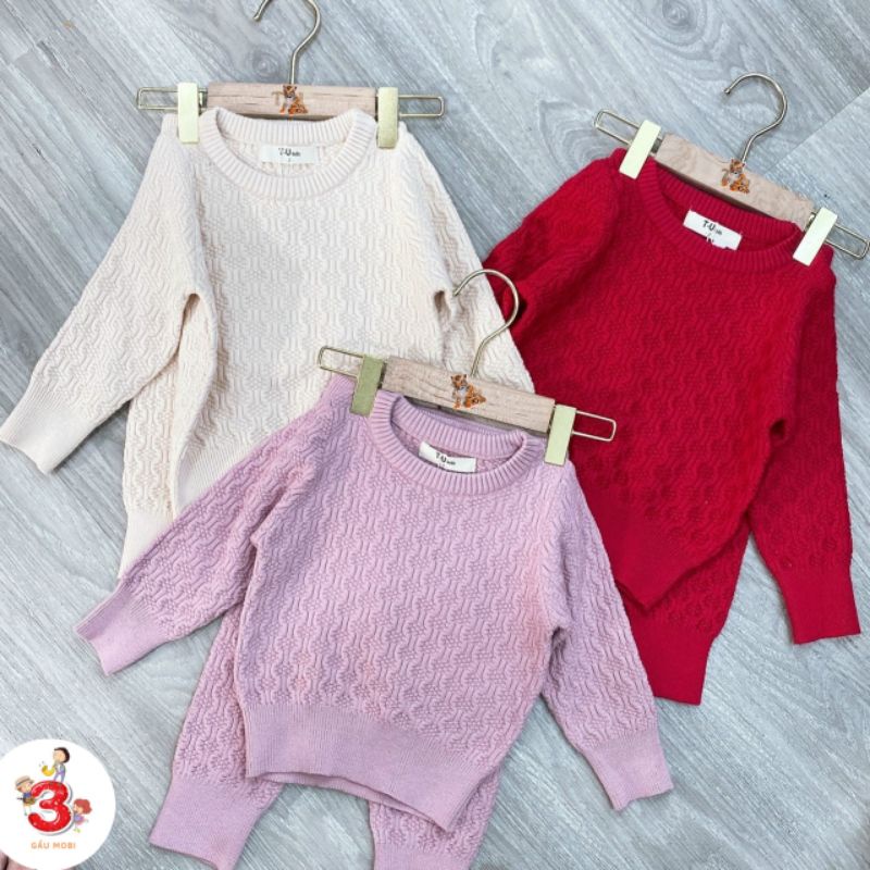 Đồ bộ bé trai, bé gái thu đông 2021, bộ len bé trai từ 1-6 tuổi (5 - 18kg)