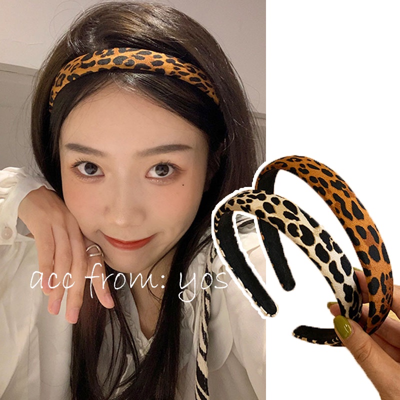 Băng đô cài tóc bọc vải họa tiết da báo sang chảnh sexy YOS