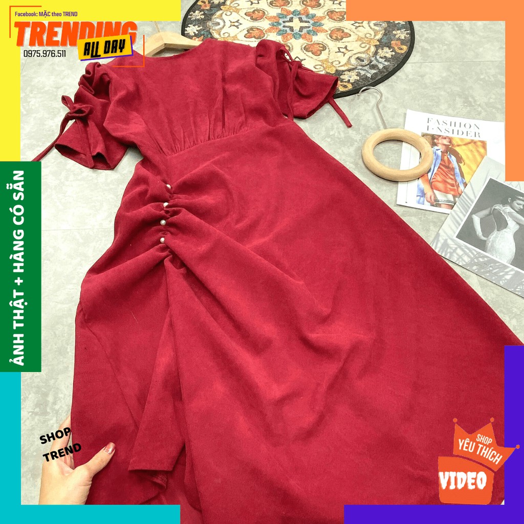 [MÃ GIẢM GIÁ 10K] Đầm dáng dài, Đầm Body Nhung Nhún Đính Ngọc, Đầm dự tiệc sang chảnh (Size S-M-L) | BigBuy360 - bigbuy360.vn