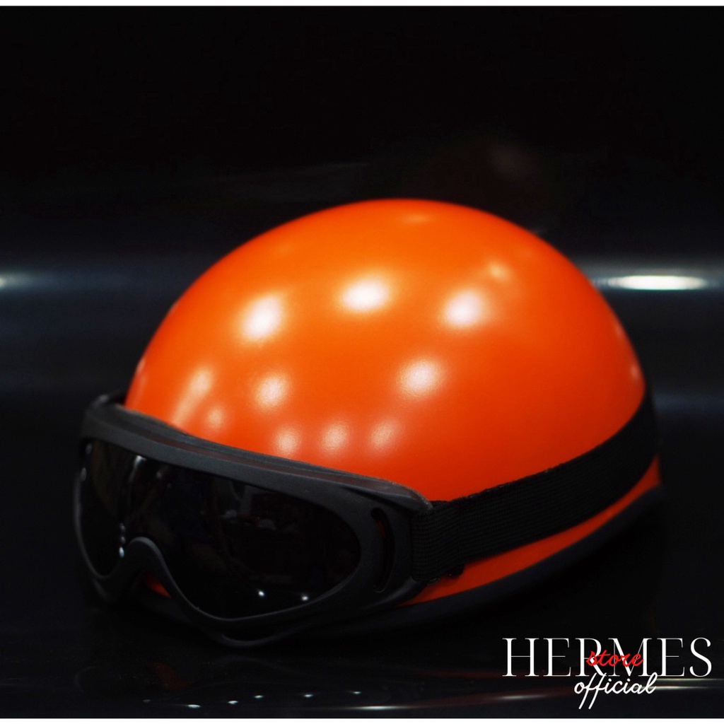 Nón mũ bảo hiểm xe máy nam nữ nửa đầu CHÍNH HÃNG CAO CẤP BAO ĐẬP Hali có kính UV | MÀU SƠN NHÁM By Hermes Helmet
