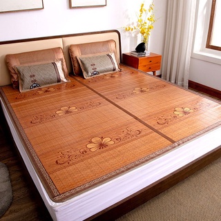 Chiếu trúc tăm vân gỗ in hoa mát lạnh mùa hè màu gỗ - Họa Tiết Ngẫu Nhiên (m6x2m - m8x2m) - Bền, Đẹp