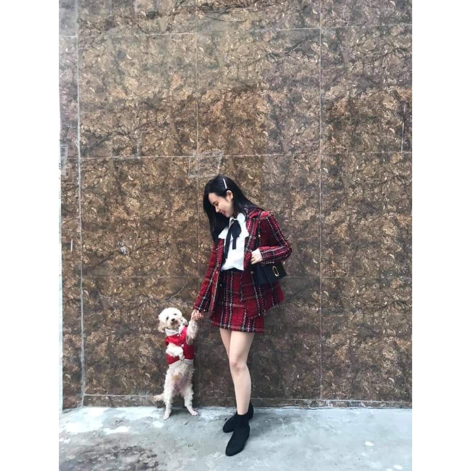 Set Dạ kẻ đỏ Zr xuất BLAZER+CHÂN VÁY khuy đồng-ORDER/ẢNH THẬT | BigBuy360 - bigbuy360.vn