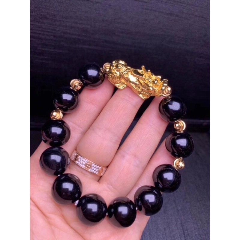 Vòng Tay Đá Agate Mix Tỳ Hưu Mạ Vàng Tinh Tế Dành Cho Nam Và Nữ