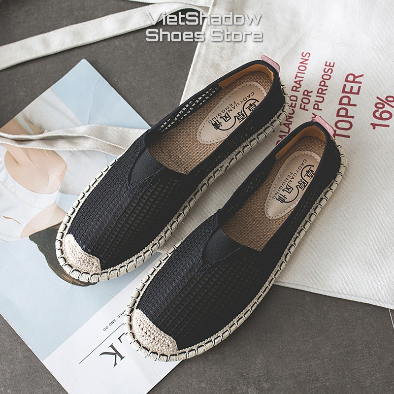 Slip on cói nữ - Giày lười vải nữ - Chất liệu vải lưới 3 màu đen, đỏ và trắng - Mã B31