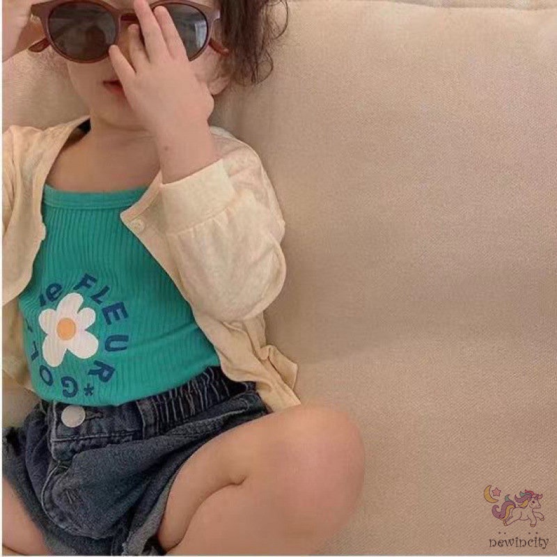 Áo Sát Nách In Hoa Cúc Thời Trang Hàn Quốc Đơn Giản Xinh Xắn Cho Bé Gái