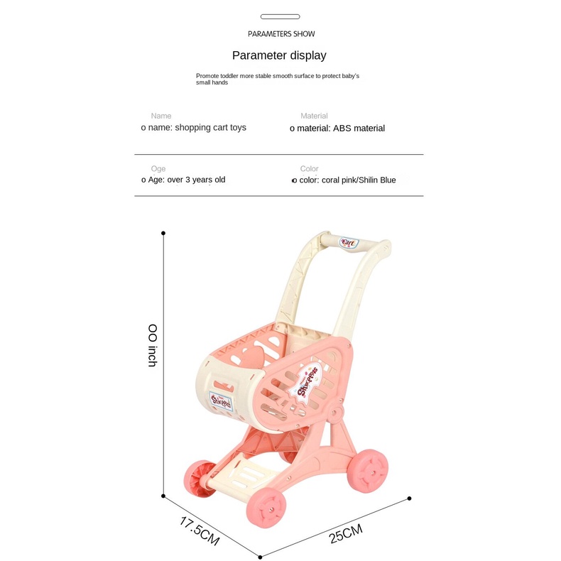 Đồ Chơi Xe Đẩy Mua Sắm Mini 40cm x 17cm x 25cm Vui Nhộn Cho Bé