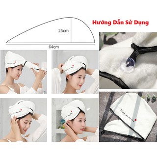 Combo 2 Khăn Ủ Tóc. Khăn Lau Tóc Đa Năng Siêu Thấm