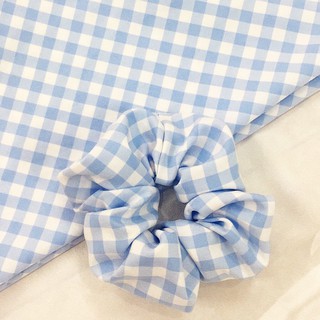Dây cột tóc Scrunchies - Banada caro xanh dương