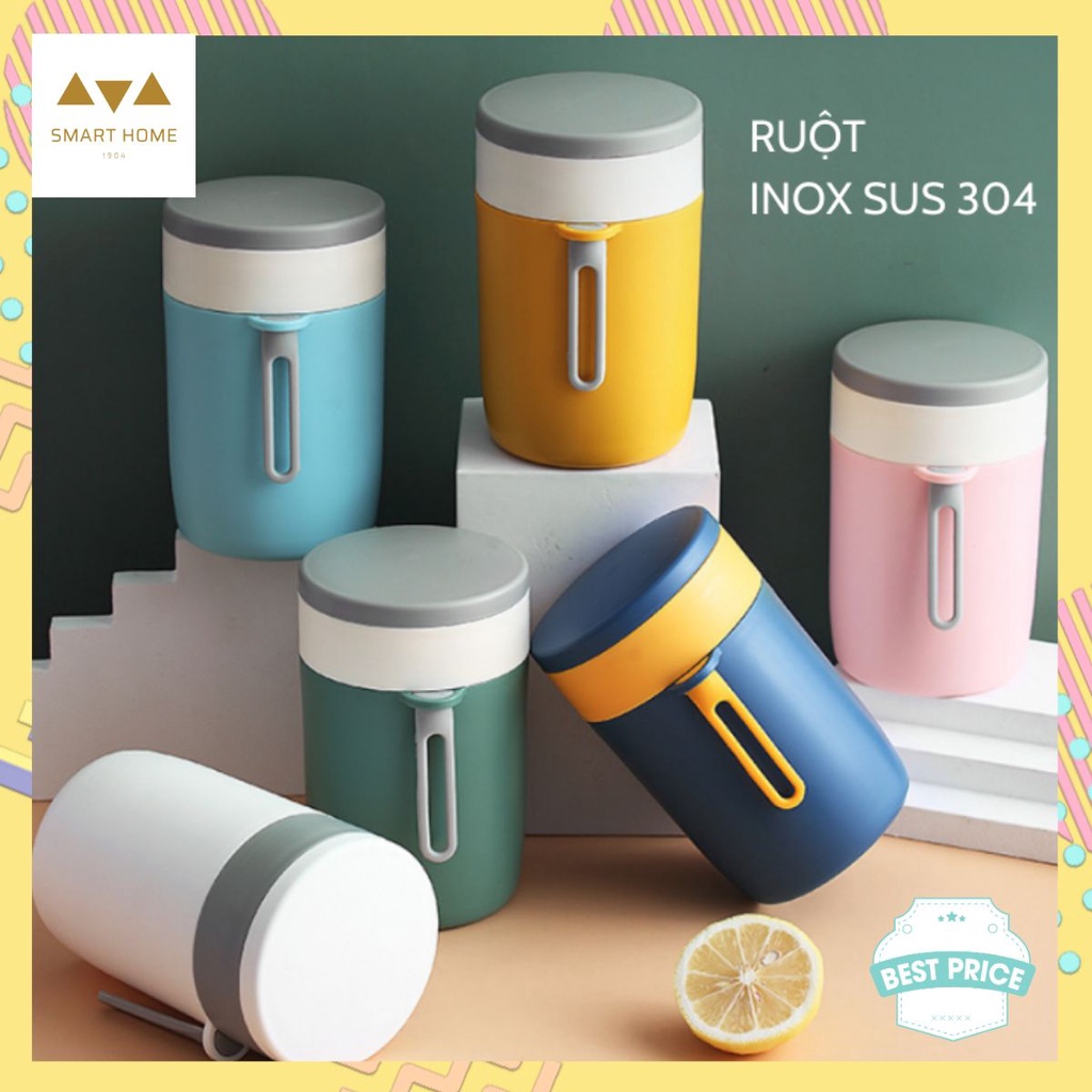⚡[CAO CẤP]⚡ Cốc Đựng Cháo 580ML Kèm Muỗng Và Túi Giữ Nhiệt, Ruột Inox 304 Hộp Đựng Cháo Canh Soup Bền Đẹp Có Tay Xách
