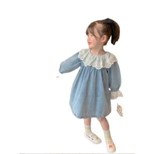 Váy bò phối ren tiểu thư cho bé gái đủ size 2022