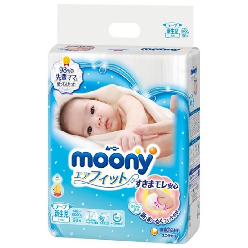 [Hà Nội]Bỉm Moony Xanh TC Dán Quần (Date Mới) NB90,S84,M64,M58,L44boy,L44girl,XL38boy,