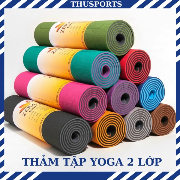 Thảm yoga định tuyến Zera Mat 6mm chất liệu cao su non, 2 lớp dày dặn, bám sàn, chống trượt