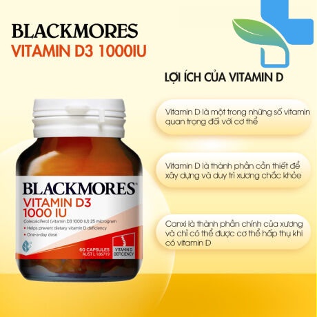 Viên uống vitamin D3 1000IU Blackmores Úc 60 viên - Nội Địa Úc - Chắc khỏe xương , tăng đề kháng , miễn dịch